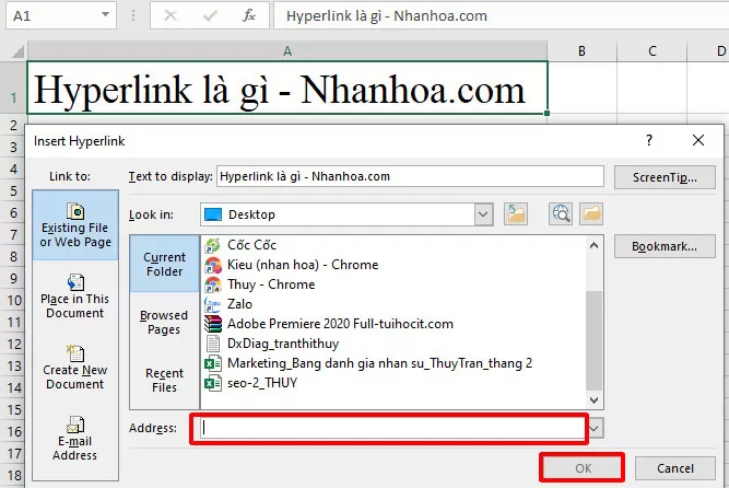 C&aacute;ch gắn hyperlink trong excel&nbsp;